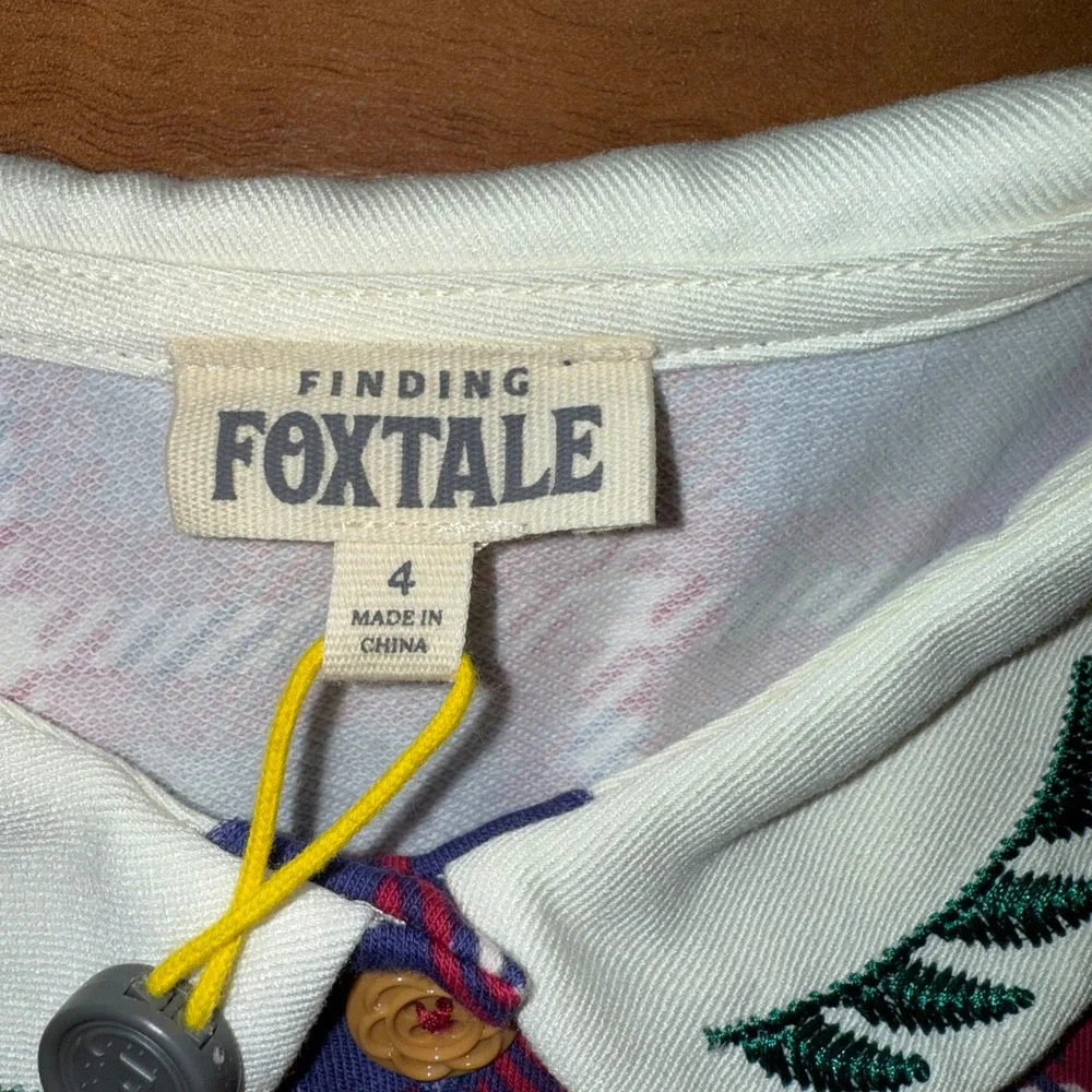 Finding Foxtale Kids Plaid Collar Dress Flowers Pocket Size 4‎ NEW classic